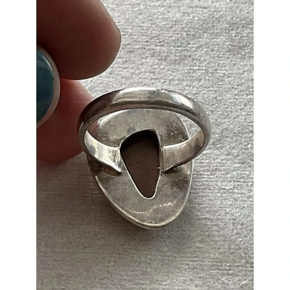 Vintage 925 Sterling Silver Ring Size 7.5 Blue Gemstone Estate Jewelry